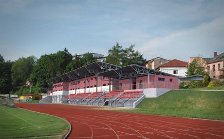 Takto by mla vypadat nová tribuna stadionu v lokalit Na Stoupách v Jihlav....