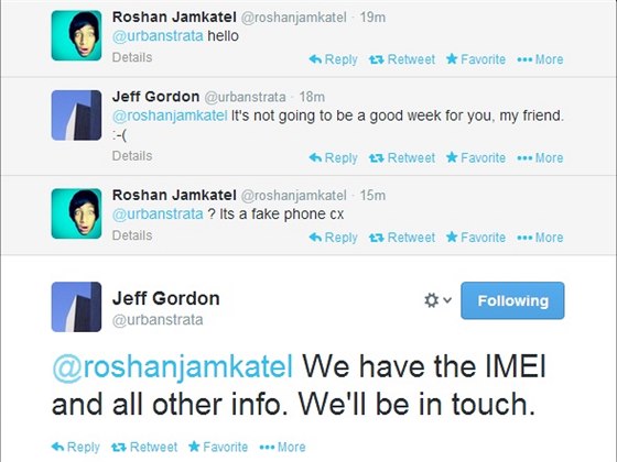 Roshan Jamkatel a Jeff Gordon z HTC si dopisovali pes Twitter