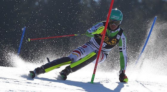 Felix Neureuther na trati slalomu v Kranjske Goe.