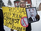 Tejana Sirská se zúastnila protestu ped ruskou ambasádou v Ottaw. Na...
