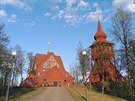 Kostel ve védském hornickém msteku Kiruna (erven 2013)