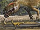 Torvosaurus gurneyi v pedstav ilustrátora. Samozejm, zbarvení je pouze