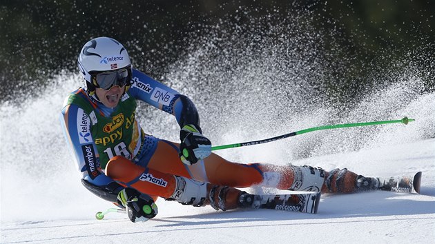 Henrik Kristoffersen v obm slalomu v Kranjsk Goe. 