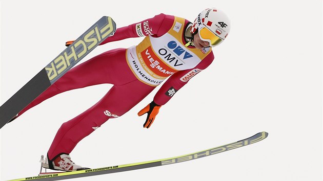 Kamil Stoch pi zvodu na Holmenkollenu. 