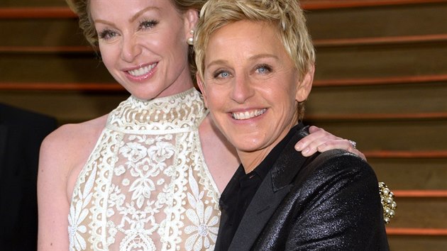 Portia de Rossi a Ellen DeGeneresov na Vanity Fair Oscar Party (2. bezna 2014)