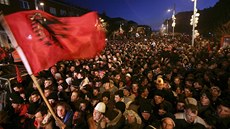 Kosovtí Albánci slaví nezávislost, Pritina 17. února 2008.