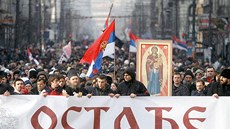 Protesty Srb� proti nezávislosti Kosova - V srbské metropoli B�lehrad� se v