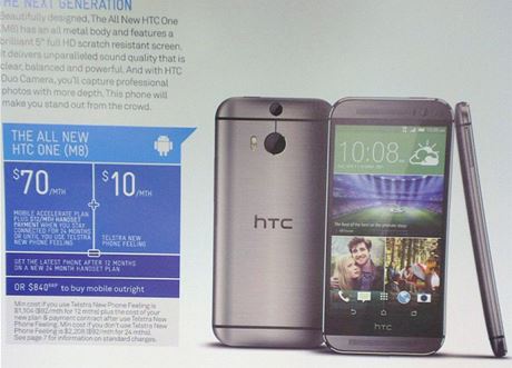 Broura australského operátora Telstra s informacemi o HTC The All New One.