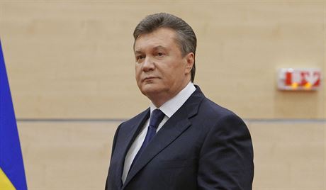 Svrený prezident Janukovy na tiskové konferenci v Rostov na Donu (11. bezna
