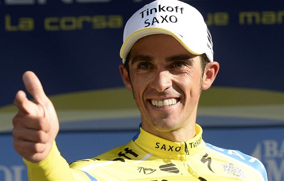 Alberto Contador coby vedoucí mu na závod Tirreno Adriatico.