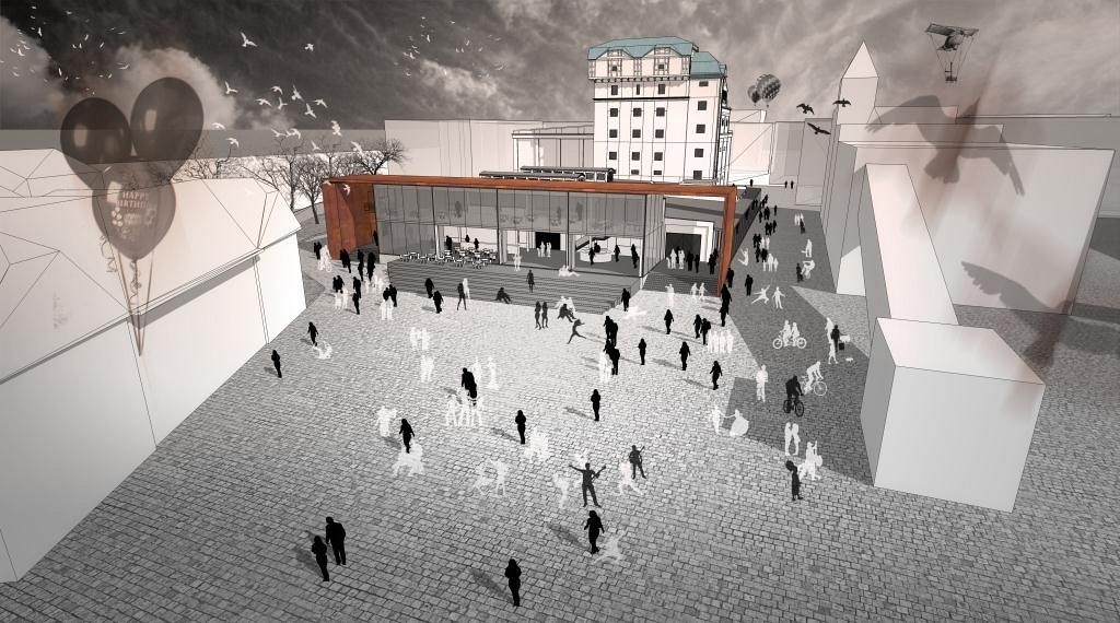 Takto m�la podle návrhu kulturní fabrika vypadat, jen�e projekt ztroskotal.