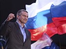 Krymský premiér Sergej Aksjonov vítá v Simferopolu výsledky referenda o...