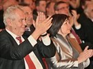 Prezident Milo Zeman a první dáma Ivana Zemanová pi koncertu Hudby Hradní...