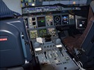 V pilotní kabin Airbusu A380 Korean Airlines registrace HL7614 na ruzyském...