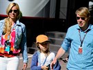 Mika Häkkinen s partnerkou Markétou Remeovou Kromotovou a dcerou z prvního...