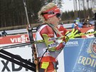 V CÍLI. Gabriela Soukalová po skonení sprintu ve finském Kontiolahti