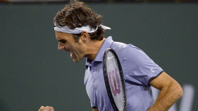 Roger Federer js na turnaji v Indian Wells v souboji s Kevinem Andersonem.