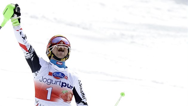 Marcel Hirscher, vtz slalomu Svtovho pohru v Lenzerheide.