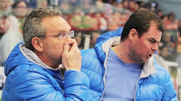 Milan Razm (vlevo) a Jaroslav paek, treni hokejov Plzn