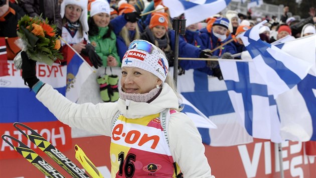 Kaisa Mkrinenov slav triumf ve sprintu v Kontiolahti.