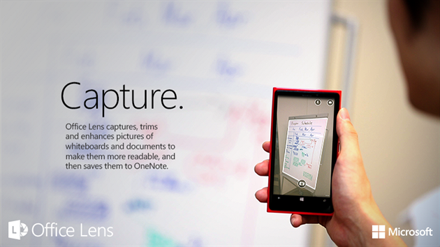 Office Lens vytvoří z fotoaparátu ve Windows Phone telefonu skener