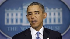 Barack Obama pi tiskové konferenci, bhem které oznámil uvalení sankcí (17....