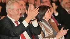 Prezident Milo Zeman a první dáma Ivana Zemanová pi koncertu Hudby Hradní...