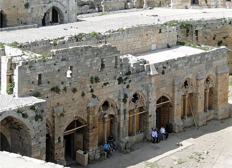 Pohled na rytsk sl syrskho hradu Krak des Chevaliers. Snmek pochz z