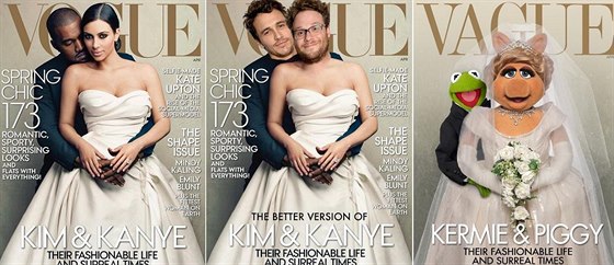 Parodie na obálku magazínu Vogue s Kayne Westem a Kim Kardashianovou: James...