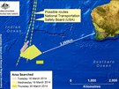 Oblast v Indickém oceánu, kde se obejvily moné trosky letu MH370 (20. bezna...