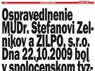 Omluva ve slovenském týdeníku Plus 7 dní