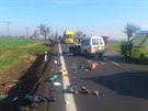 Hromadná nehoda na silnici 33 u Pedmic nad Labem (20. bezna 2014).