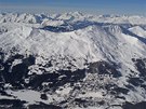 Lenzerheide a pohled na západní sjezdovky pod Piz Scalottaz 