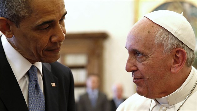 Americk prezident Barack Obama na nvtv Vatiknu (27. bezna 2014)