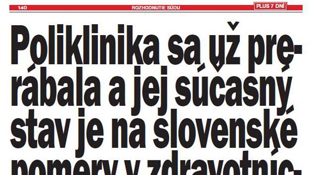 Omluva ve slovenskm tdenku Plus 7 dn