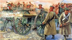 Ruské dělostřelectvo v bitvě u Balaklavy v roce 1854