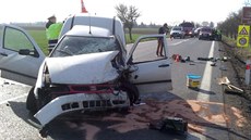 Hromadná nehoda na silnici 33 u P�edm��ic nad Labem (20. b�ezna 2014).