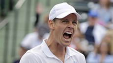 RADOST. Tomá� Berdych ve �tvrtfinále turnaje v Miami. 
