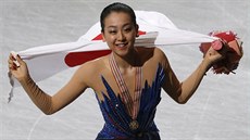 Japonská krasobruslaka Mao Asadaová slaví triumf na svtovém ampionátu v její...