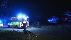Nehoda motocyklisty na babet a cyklisty v eském Brod (21. bezna 2014)