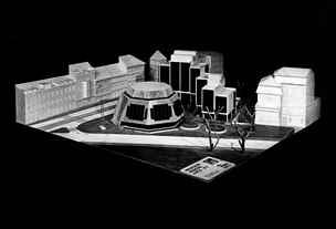 Model provozn budovy Sttn banky eskoslovensk a okoln zstavby