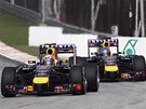 KOLEGOVÉ. Jezdci stáje Red Bull  Daniel Ricciardo (vlevo) a Sebastian Vettel ve