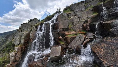 Panavský vodopád v Krkonoích - nejvyí vodopád R     