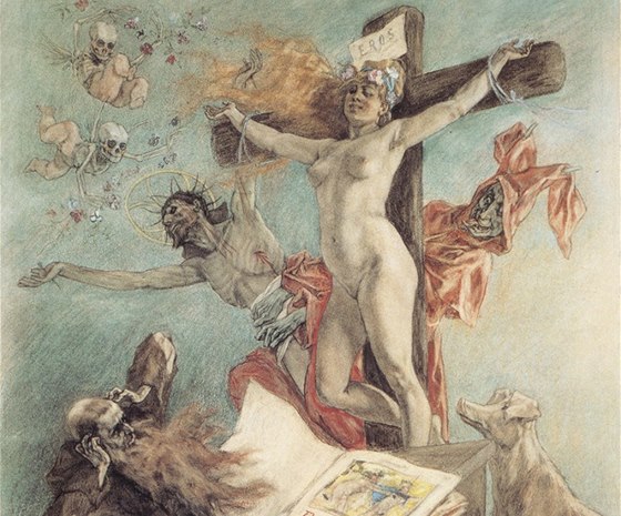 Félicien Rops: Pokuení svatého Antonína, 1878, kresba