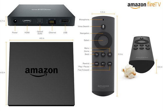 Nový set-top box Amazon Fire TV i s dálkovým ovladačem, který se připojí před...