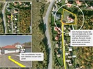 MAPKA: Situace v okolí domu zavradného podnikatele Romana Housky. (mapa: