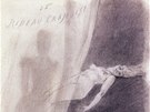 Félicien Rops: Karmazínová záclona, 1884, heliogravura (z cyklu ábelské)