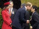 Princ William a Kate se ve Wellingtonu vítají se zástupci Maor (7. dubna 2014).