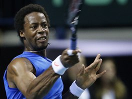 Francouzsk tenista Gael Monfils ve tvrtfinle Davis Cupu. 