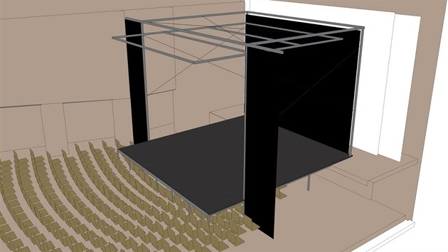 Návrh na proměnu bývalého kina Hraničář v divadelní prostory počítá s vytrčením jeviště nad první sedačky, aby bylo uzpůsobené chystaným představením.